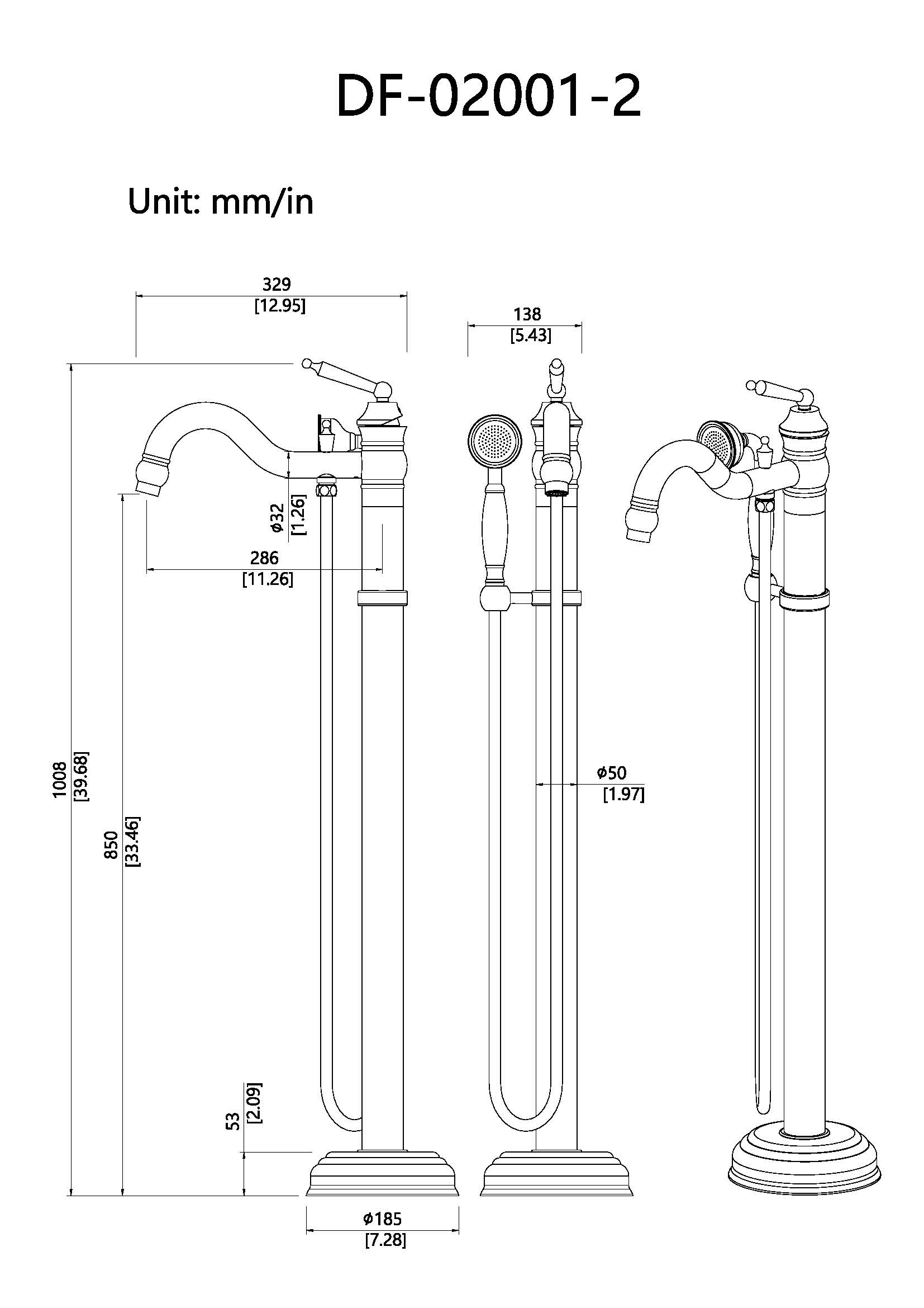 American Style Freestanding Bathtub Faucet Bath Tub Filler DF-02001-2