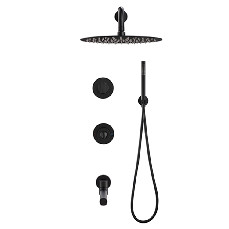 Washroom Wall Mounted Bathtub Mixer with Rainfall Head Brass Concealed Wall Mount Bathtub Faucet