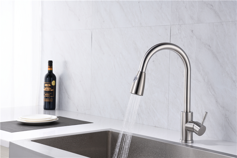 304 stainless steel wire drawing pull kitchen faucet, hot and cold sink faucet, telescopic cleaning kitchen tap