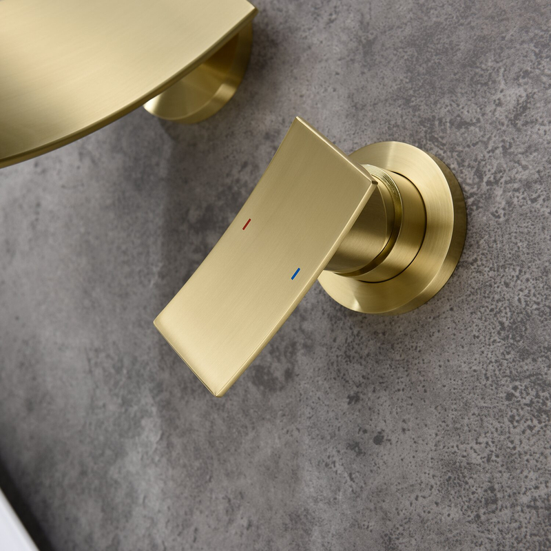 One Handle Brushed Gold Water Tap Hot Cold Mixer Hidden In Wall Mounted Concealed Basin Faucet