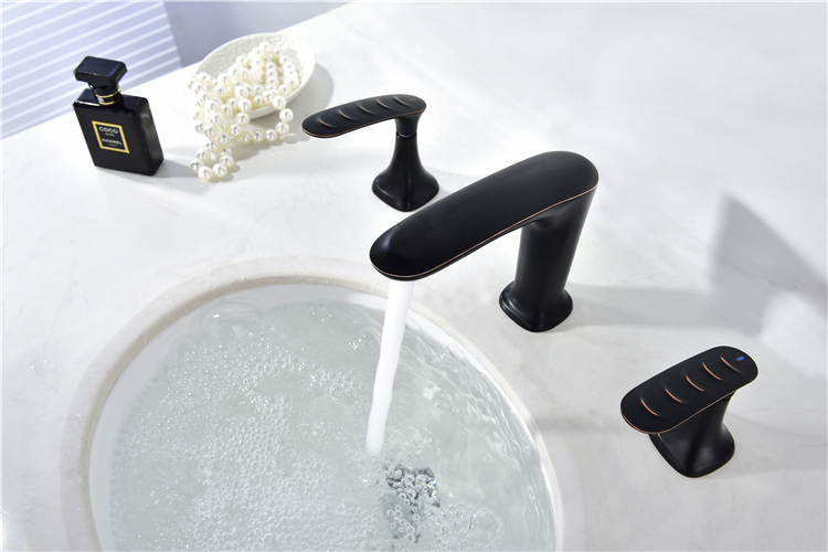China Factory ORB Special Design Bathroom Basin Faucet 3 Hole Black Bathroom Faucets