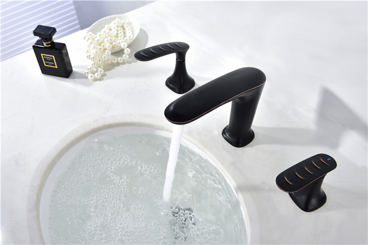 China Factory ORB Special Design Bathroom Basin Faucet 3 Hole Black Bathroom Faucets