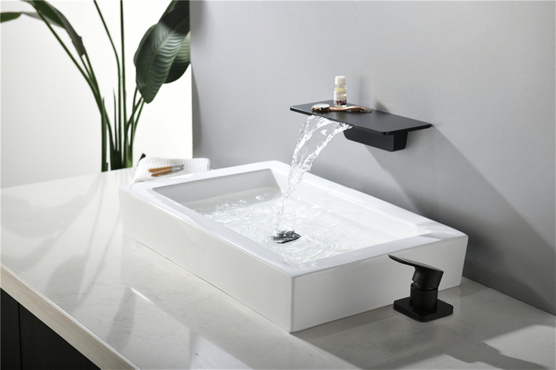 Bathroom Faucet 2 Holes Single Lever Hot And Cold Mixer Water Tap Deck Mount Handle Separate Basin Faucet