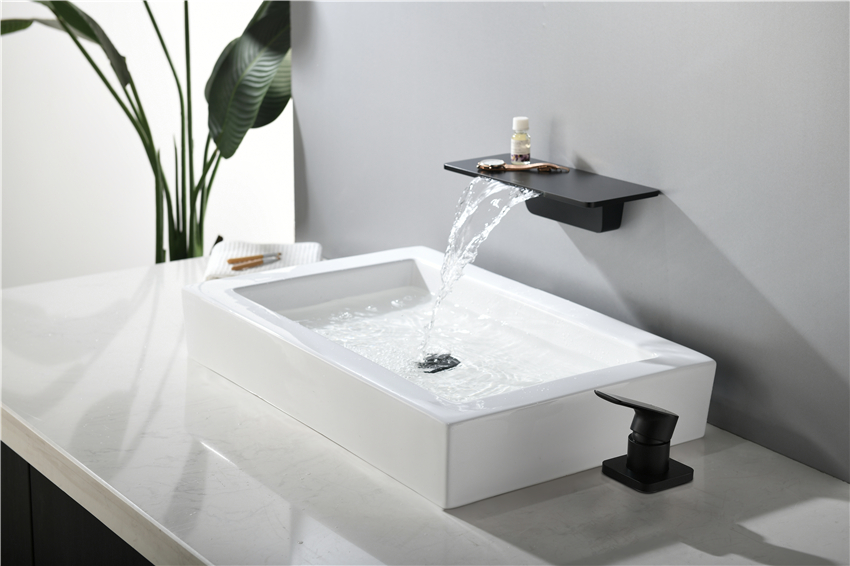 Bathroom Faucet 2 Holes Single Lever Hot And Cold Mixer Water Tap Deck Mount Handle Separate Basin Faucet