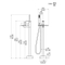 Black Square Single Lever Brass Mixer Tap Freestanding Tub Filler Floor Mounted Single Handle Waterfall Bathtub Faucet
