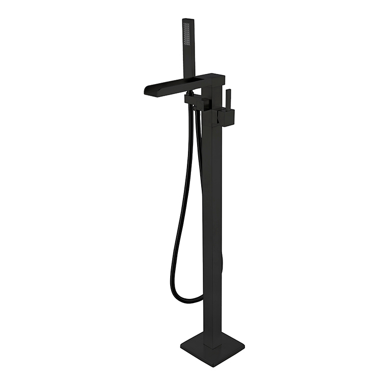 Wholesale Black Waterfall Bath Tub Faucets Floor Free Stand Bathtub Faucet
