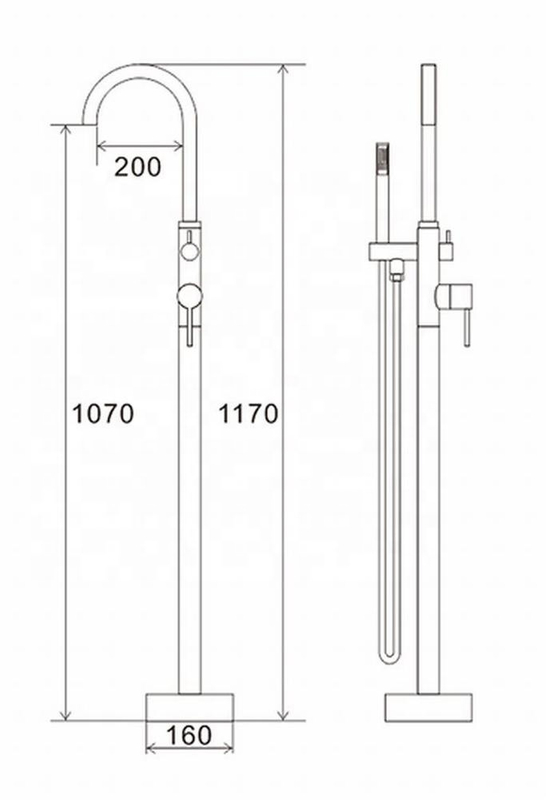Watermark Free Standing Faucet Tap Brass Round Dual Control Cold Hot Water Mixer for Bathroom Floor Stand Taps