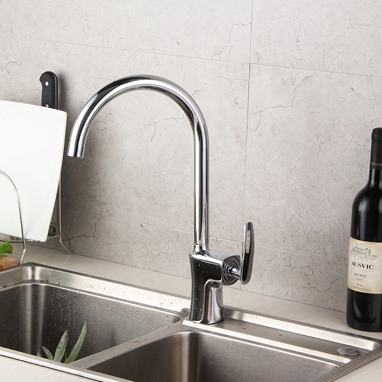 Moden Chrome Polished Single Handle Kitchen Taps Faucet Brass Kitchen Sink Tap Faucet Torneira Pia Cozinha Misturado