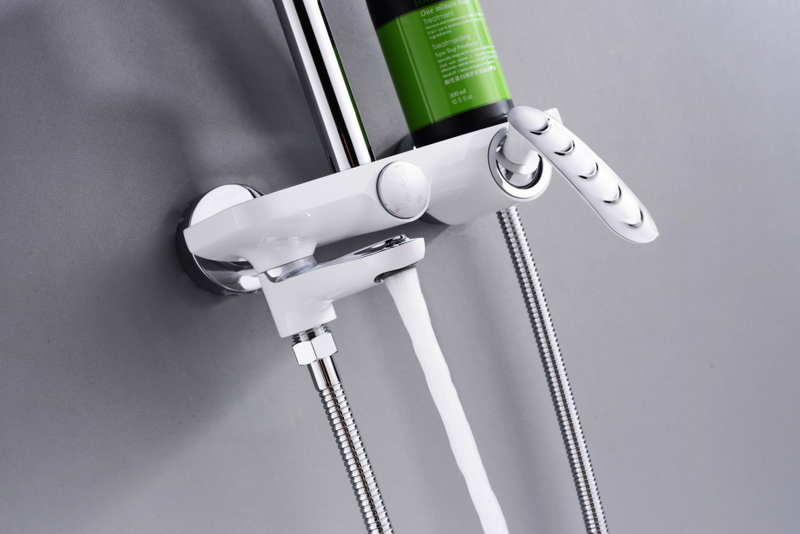 Contemporary Square Rainfall Shower Set White Shower Mixer Single Handle For Bathroom