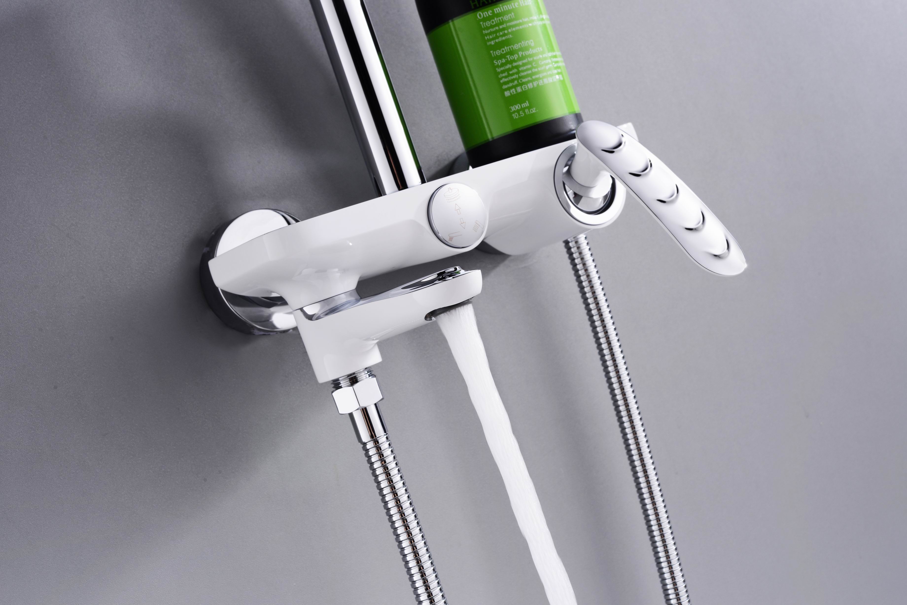 Contemporary Square Rainfall Shower Set White Shower Mixer Single Handle For Bathroom