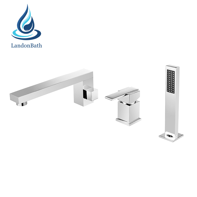 Threehole Bathroom Bath Faucet Massage Shower With Bathtub Three Hole Black 3Hole Deck Mount Claw Tub Mixer 3 Tap Roman For