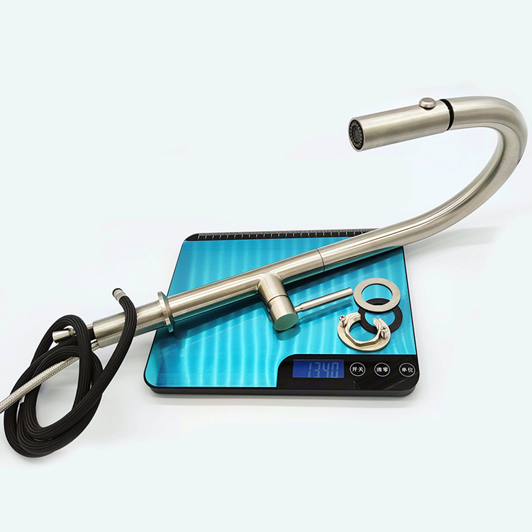 Long Neck Faucet 304 Stainless Steel Kitchen Taps Mixer Faucet Single Handle Pull Down Kitchen Sink Tap