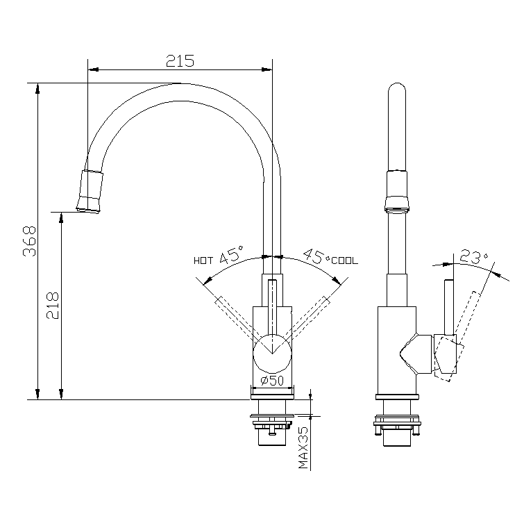 High Quality Kitchen Faucet 304 Stainless Steel Hot And Cold Water Faucet For Kitchen