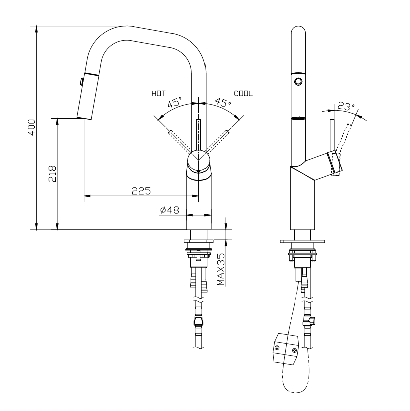 2021 New Design Single Handle Kitchen Mixer Taps Hot And Cold Water Faucet SS Kitchen Pull Down Faucet