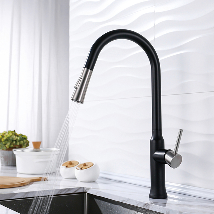 China High Quality Kitchen Faucet Pull Down Tap 304 Stainless Steel Kitchen Taps Hot Cold Water Mixer Faucets