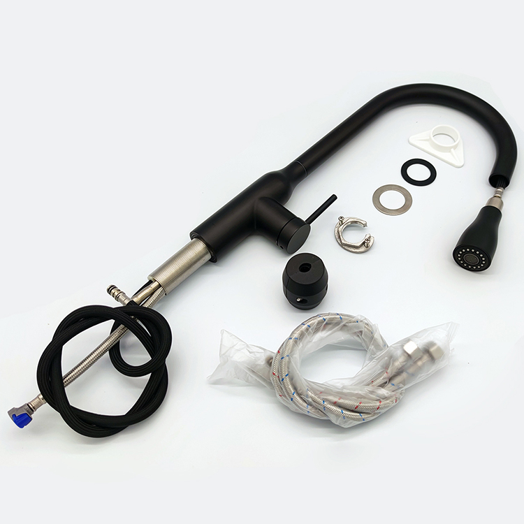 New Modern Style 304 Stainless Steel Tap Black Kitchen Faucet Hot And Cold Water Pull Down Kitchen Sink Faucet