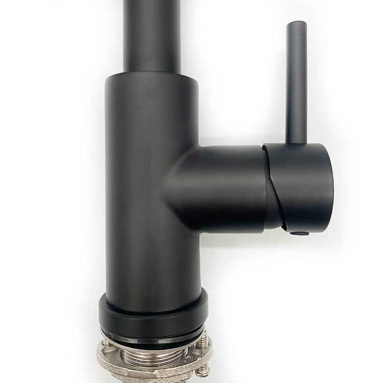 New Product Matte Black Kitchen Faucets Single Handle Pull Down Sprayer Spring Kitchen Sink Faucet