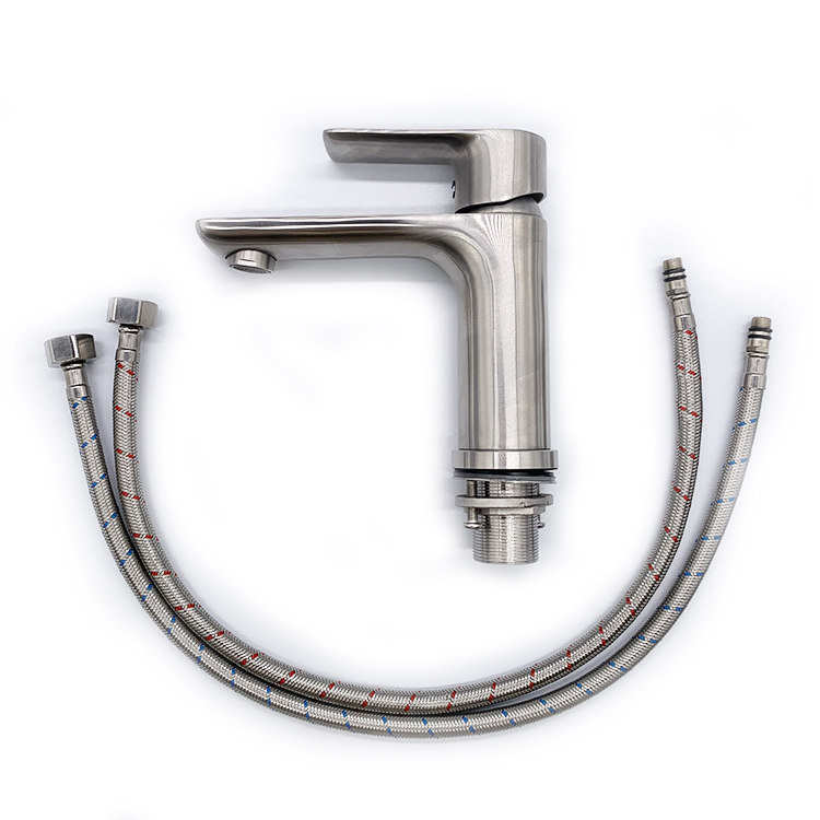 Top Selling Hot Cold Single Handle Water Bathroom Basin Sink Faucet 304 Stainless Steel Brushed Basin Faucet Mixer