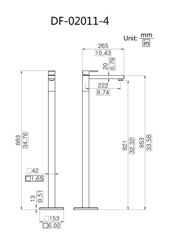 Zinc Alloy Square Bathroom Faucet Modern High Quality Bathtub Mixer