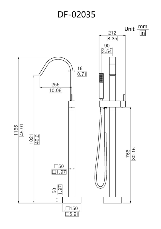 European Bathroom Brass Freestanding Bath Tub Shower Mixer DF-02035