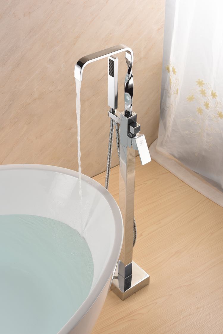 Brass Designed Square Floorstanding Bath Filler Faucet DF-02018-2