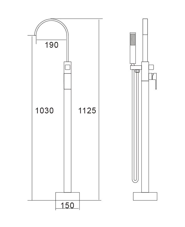 Floor Mounted Tub Filler Free Standing Bathtub Mixer Tap Faucet White Mount Freestanding Bath Long Neck Faucets Stand Alone
