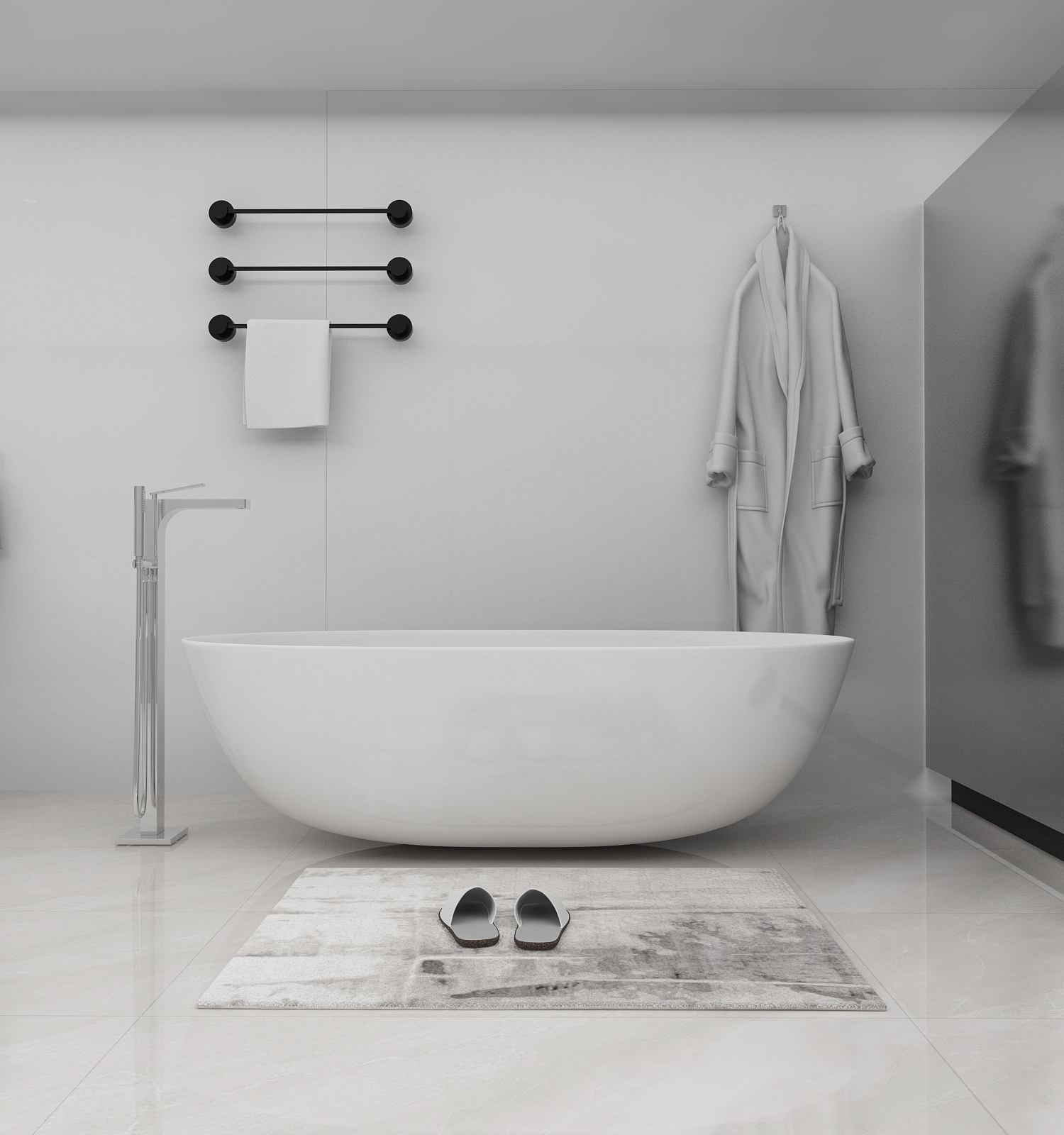 Modern Square Chrome High Flow Rate Brass Floor Mounted Bathtub Faucet