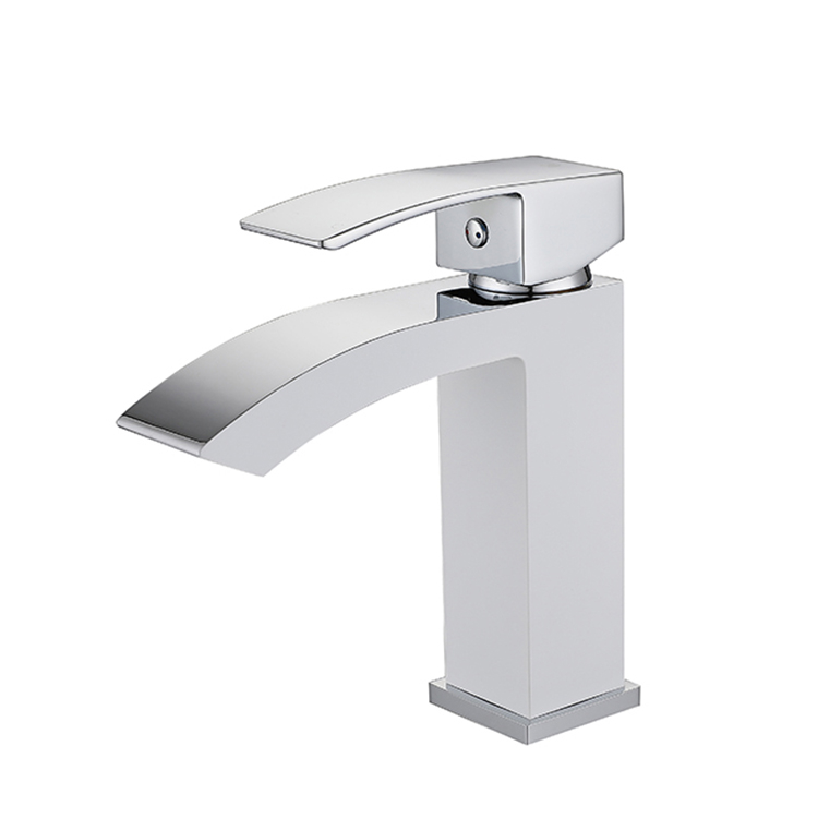 Factory Supplier Bathroom Sink Tap Deck Mounted Chrome Single Handle Single Cold Water Wash Hand Zinc Body Square Basin Faucet