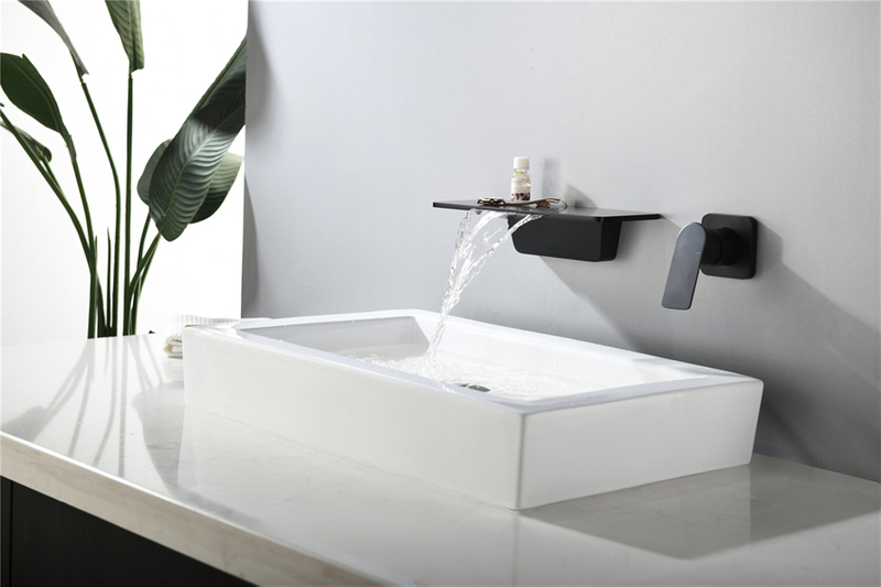 Bathroom Basin Mixer Waterfall Faucet Deck Mount Taps Mixers Washbasin Spout Tall Faucets Black Wall Mount Tap