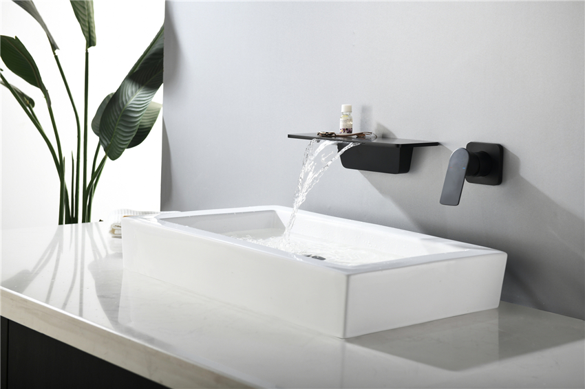 Bathroom Basin Mixer Waterfall Faucet Deck Mount Taps Mixers Washbasin Spout Tall Faucets Black Wall Mount Tap