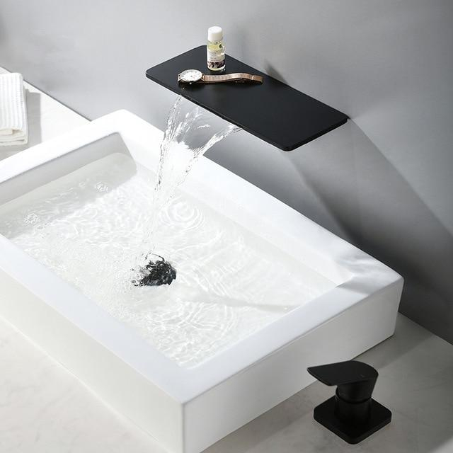 Bathroom Faucet 2 Holes Single Lever Hot And Cold Mixer Water Tap Deck Mount Handle Separate Basin Faucet