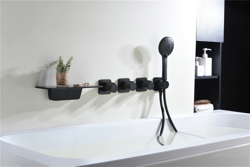 Wall Mounted Shower Mixers Water Fall Tap For Bathtub Faucets Conceal Hidden 5 Holes Bathroom Mixer Faucet Concealed Bath