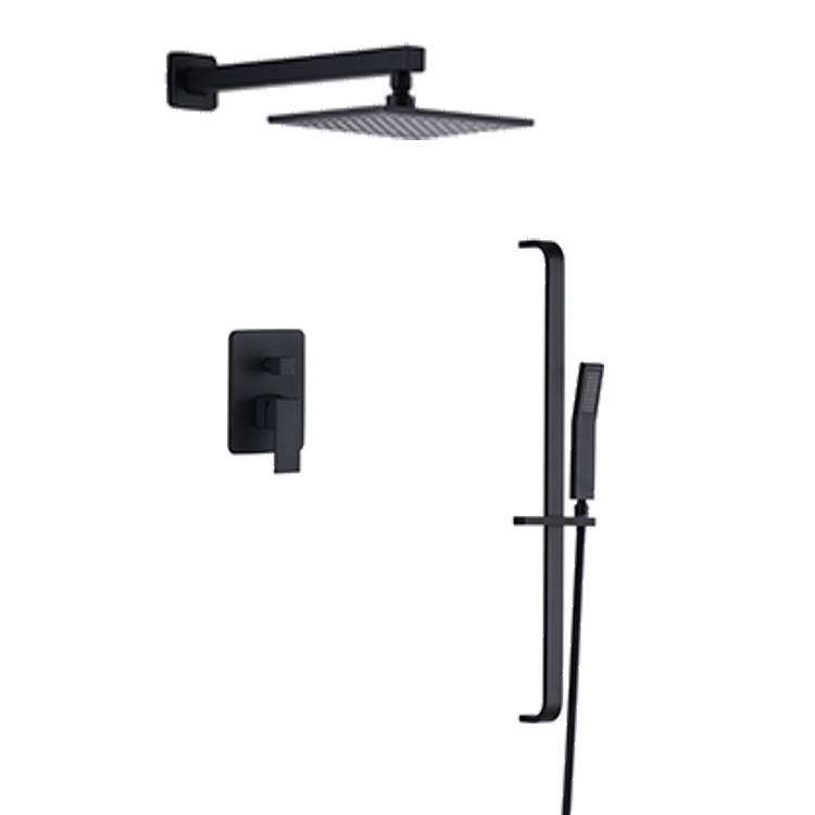 Shower Sprayer Matte Black Hand Showers Set Hidden Hose Body Spray Rain Metal Head Arms Cupc Retro Steel Built In Faucets