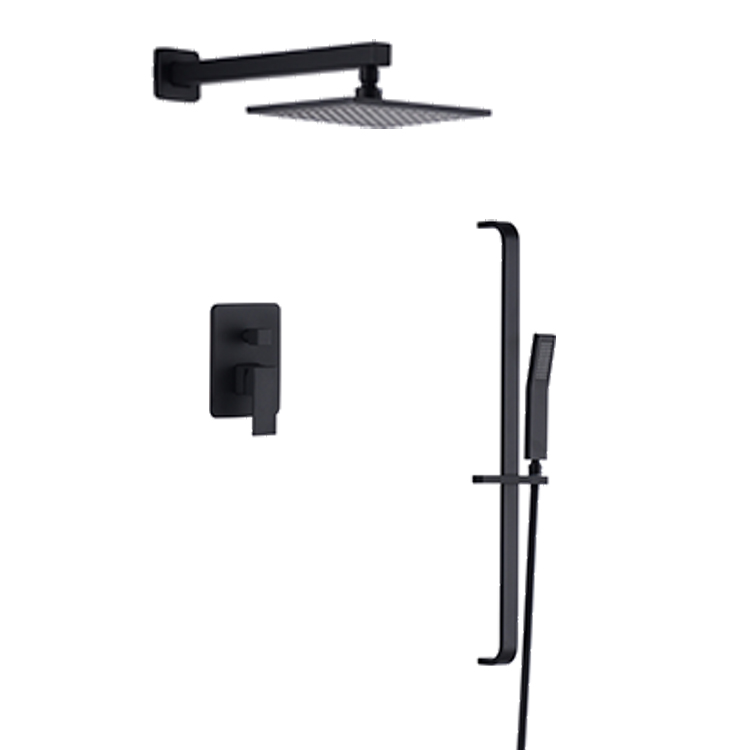 Shower Sprayer Matte Black Hand Showers Set Hidden Hose Body Spray Rain Metal Head Arms Cupc Retro Steel Built In Faucets