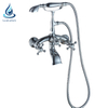 Classical wall mounted polished hot and cold water bathtub faucet with hand shower