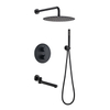 Wall Mounted Concealed Three Function Single Handle Shower Spout Combo For Bath Bathroom Showerhead Black
