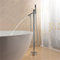 Sanitary Ware Solid Brass Chrome Finish Floor Stand Bath Filler Mixer Tap Freestanding Bathtub Faucets