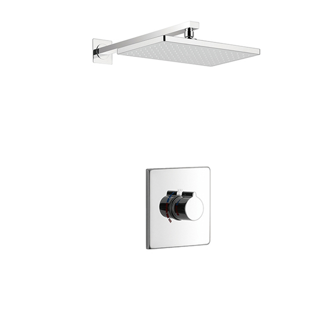 Brass chrome wall mounted concealed installation rainfall bath shower mixer faucet set