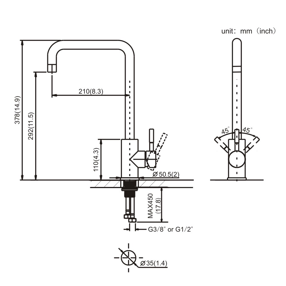 Deck Mounted Ware Sanitary Hot And Cold Single Handle Sink Stainless Steel Water Mixer Tap Kitchen Faucets