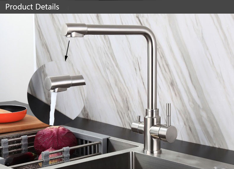 Universal 360 Degree Rotation 304 Stainless Steel Kitchen Filter Faucet Tap for Water Filter
