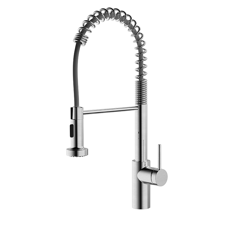 New Design Kitchen Faucet Stainless Steel Brushed Finished Faucet Single Lever Pull Down Sprayer Spring Kitchen Sink Faucet