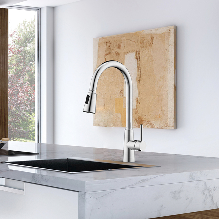 Brushed Nickel Sink Tap 304 Stainless Steel Kitchen Faucet One Handle Brushed Pull Down Kitchen Sink Faucet