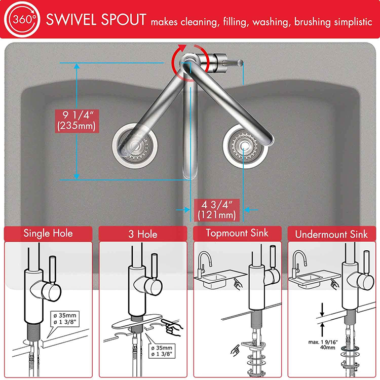Amazon Hot Sale Kitchen Faucet Stainless Steel 304 Water Tap Pull Down Sprayer Kitchen Mixer Sink Faucets