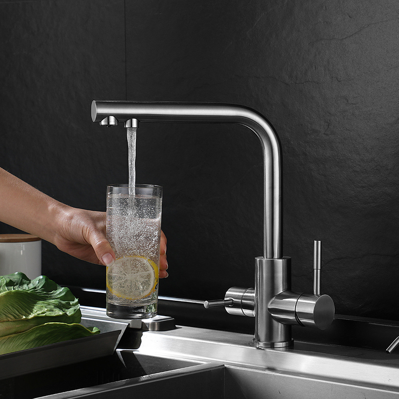 Modern 3 Three Way Faucet 304 Deck Mounted Water Filter Kitchen Tap Hot And Cold Faucet Water Filter Kitchen