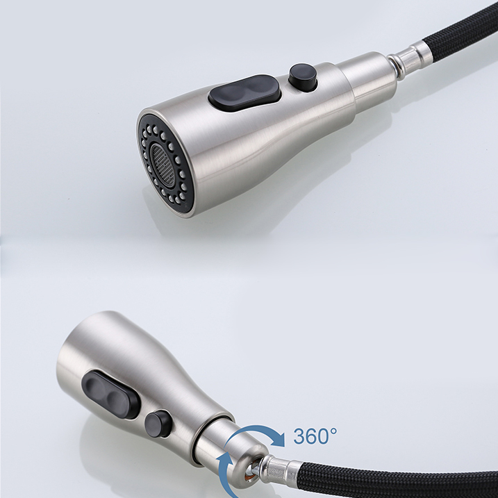 Hot-selling 304 Stainless Steel Kitchen Taps Mixer Brushed Finished Tap Faucet Kitchen Faucet with Pull Down Spray