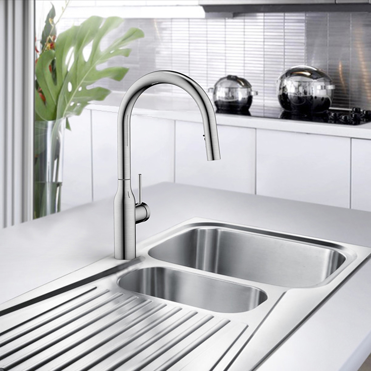 Professional 304 Stainless Steel Kitchen Faucet One Handle Pull Down Faucet for Kitchen Sink with Concealed 2 Functions Sprayer