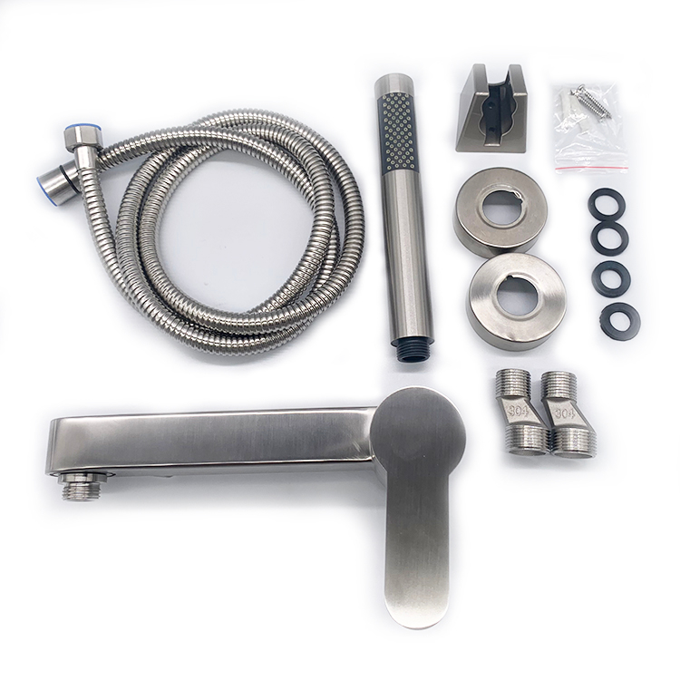 Brushed Finish Bath Shower Faucet Set Bathtub Mixer Single Handle Shower Mixer Whole Set