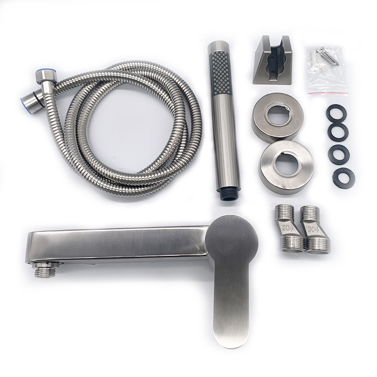 Brushed Finish Bath Shower Faucet Set Bathtub Mixer Single Handle Shower Mixer Whole Set