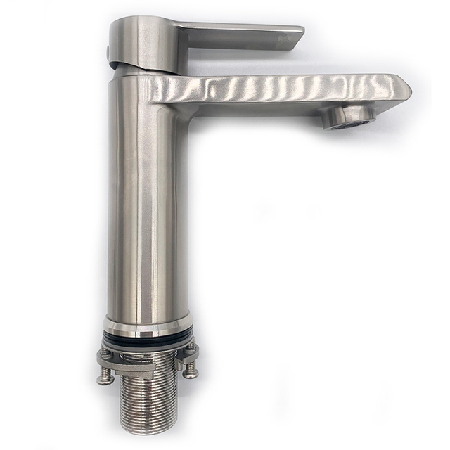 SUS 304 Faucet Stainless Steel Bathroom Brushed Basin Faucet Single Handle Hot And Cold Water Taps