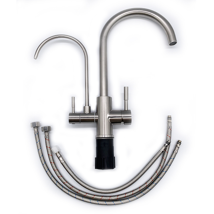 SUS304 Dual Handle Direct Drinking Water Hot Cold Kitchen Faucet 3 Way Water Purifier Faucet